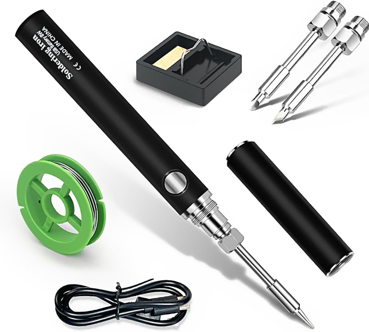 Cordless USB Soldering Iron Kit, 800mAh Battery, 3 Temperature Settings Soldering Iron Tool Kit for Home Appliance Repair, DIY